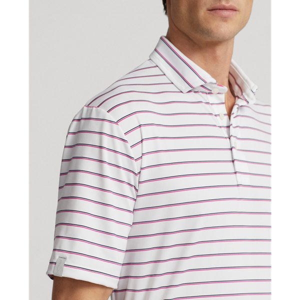 Ceramic White Multi Classic Fit Striped Jersey Polo Shirt RLX 5