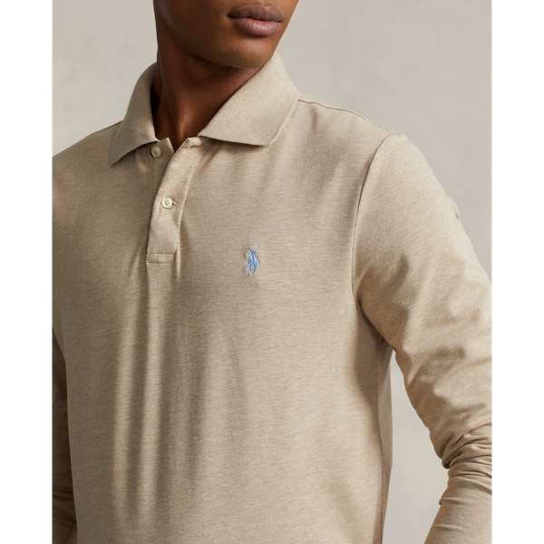 Sand Heather Custom Slim Fit Performance Polo Shirt Polo Ralph Lauren 6