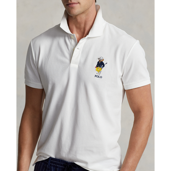 White Custom Slim Performance Bear Polo Shirt Polo Ralph Lauren 6
