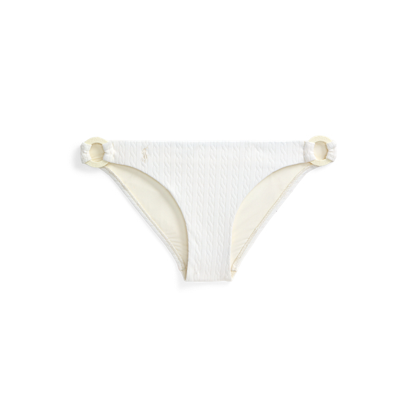 Warm White Cable-Motif O-Ring Bikini Bottom Polo Ralph Lauren 2