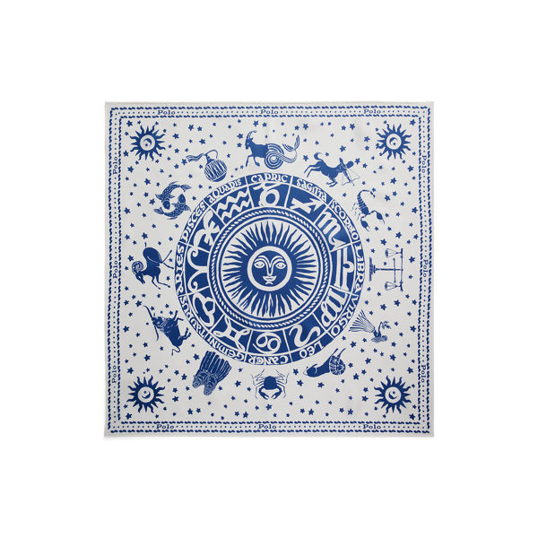 Cream/Navy Zodiac-Motif Silk Scarf Polo Ralph Lauren 2