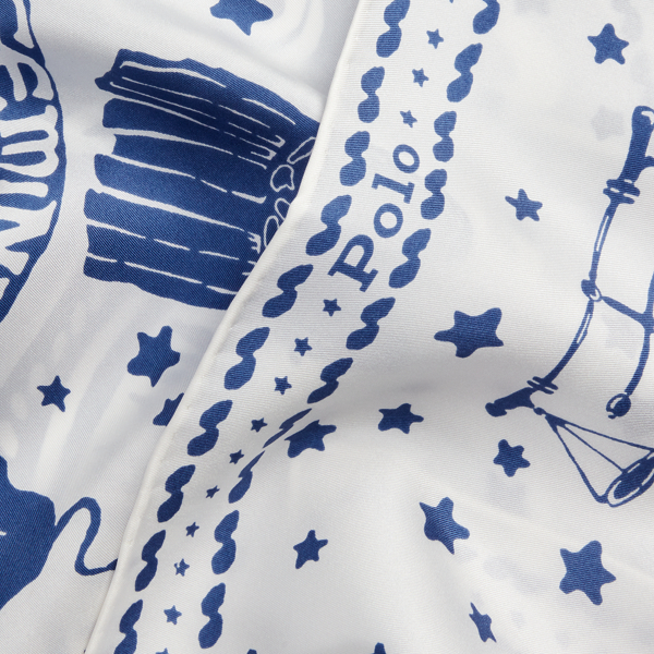 Cream/Navy Zodiac-Motif Silk Scarf Polo Ralph Lauren 3