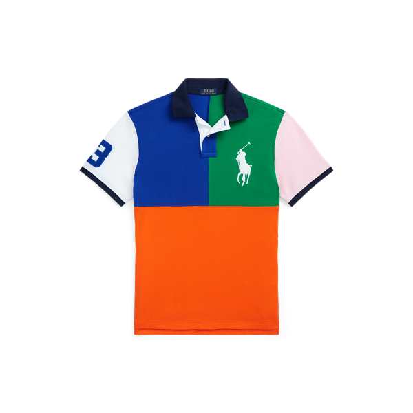 Sailing Orange Multi Custom Slim Fit Big Pony Mesh Polo Shirt Polo Ralph Lauren 2