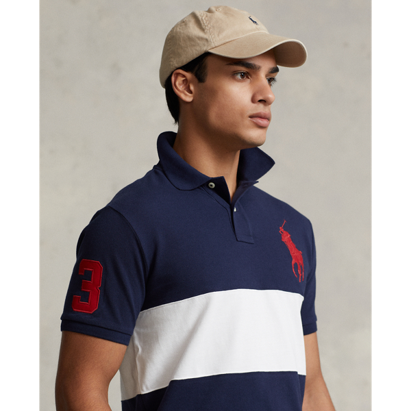Cruise Navy/White Classic Fit Big Pony Mesh Polo Shirt Polo Ralph Lauren 6