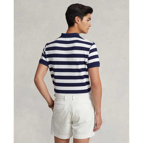 Newport Navy/White Classic Fit Striped Mesh Polo Shirt Polo Ralph Lauren 5
