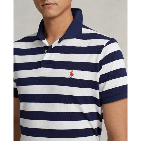 Newport Navy/White Classic Fit Striped Mesh Polo Shirt Polo Ralph Lauren 6