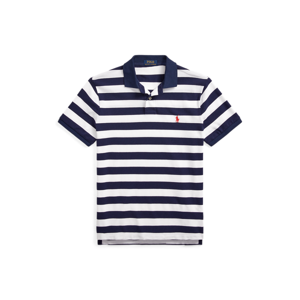 Newport Navy/White Classic Fit Striped Mesh Polo Shirt Polo Ralph Lauren 2