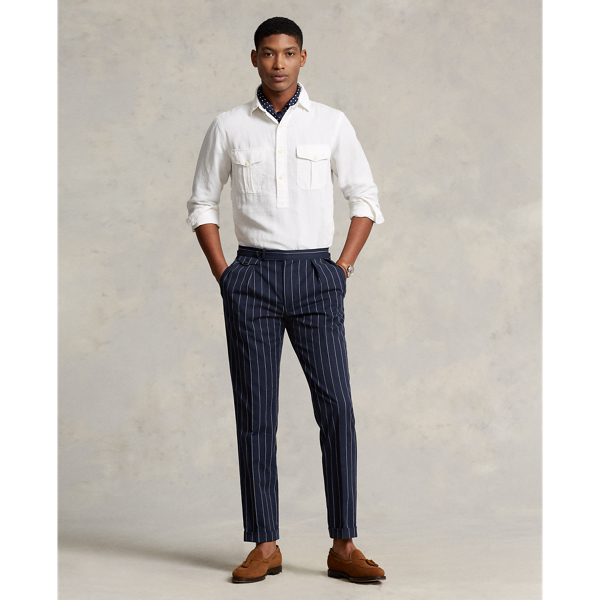 White Classic Fit Linen-Silk Popover Shirt Polo Ralph Lauren 4