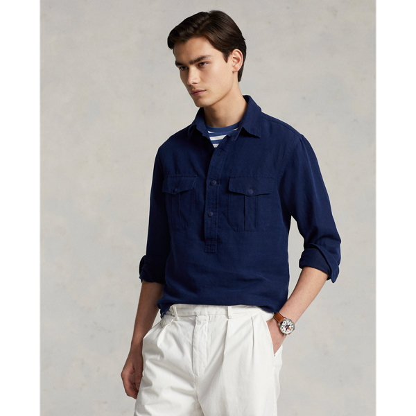 Classic Fit Linen Silk Popover Shirt for Men Ralph Lauren SA