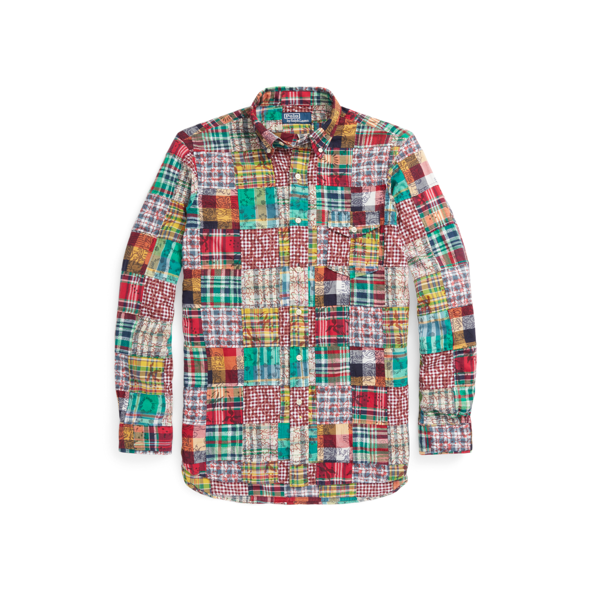 Ralph Lauren Classic Fit Indian popular Madras Plaid Patchwork Long Sleeve Shirt M