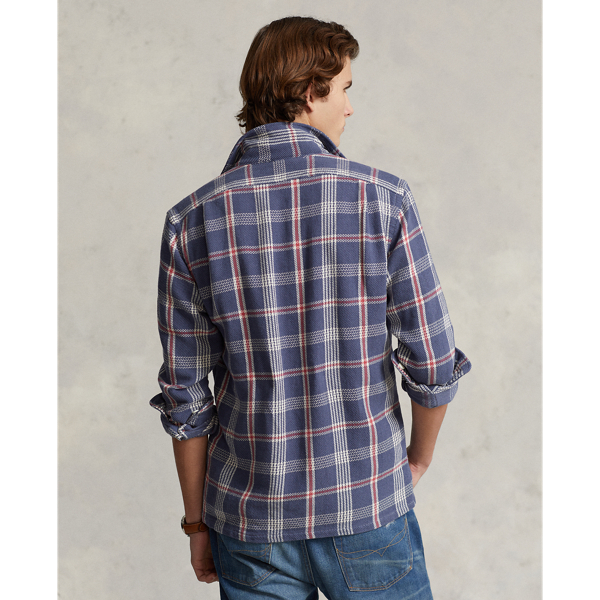 Navy/Off White Multi Classic Fit Plaid Flannel Camp Shirt Polo Ralph Lauren 5