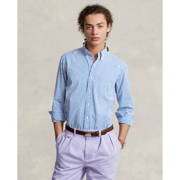Classic Fit Paint Splatter Poplin Shirt for Men Ralph Lauren KW