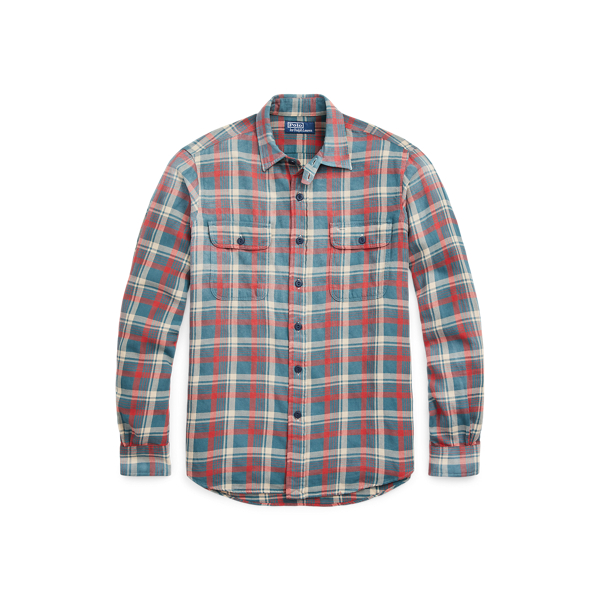 Classic fit geruit linnen werkoverhemd Polo Ralph Lauren in 1