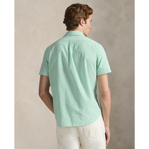 Green/White RL Prepster Classic Fit Seersucker Shirt Polo Ralph Lauren 5