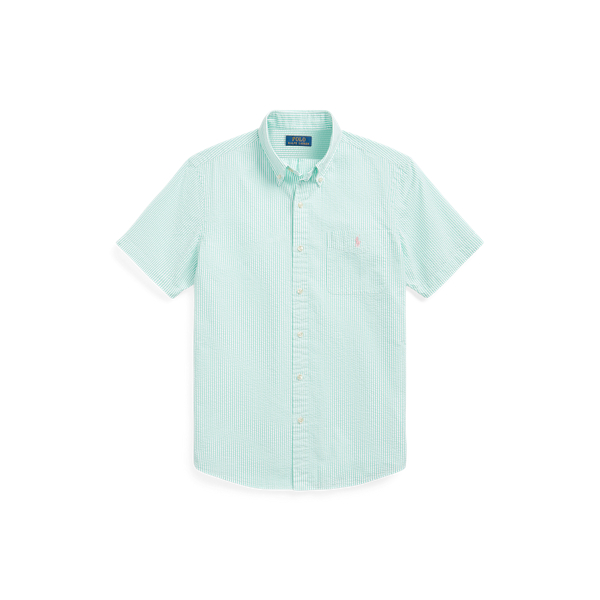 Green/White RL Prepster Classic Fit Seersucker Shirt Polo Ralph Lauren 2
