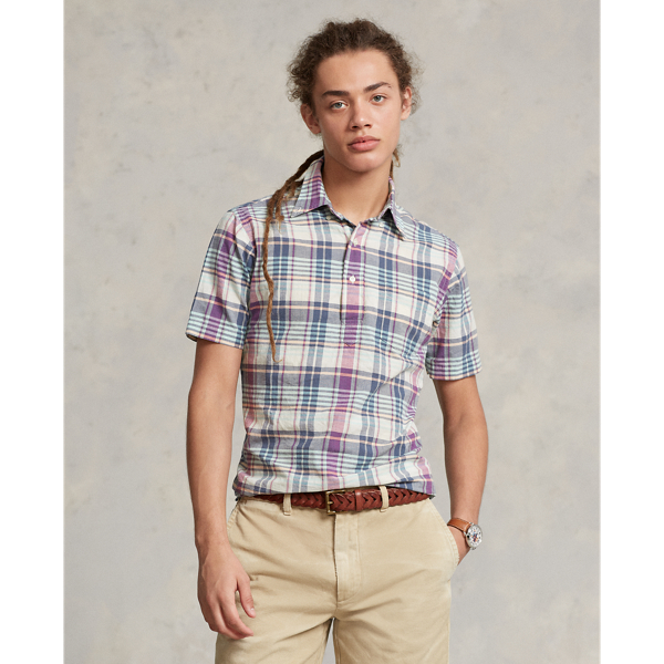 Cream/Navy Multi Classic Fit Madras Popover Shirt Polo Ralph Lauren 1