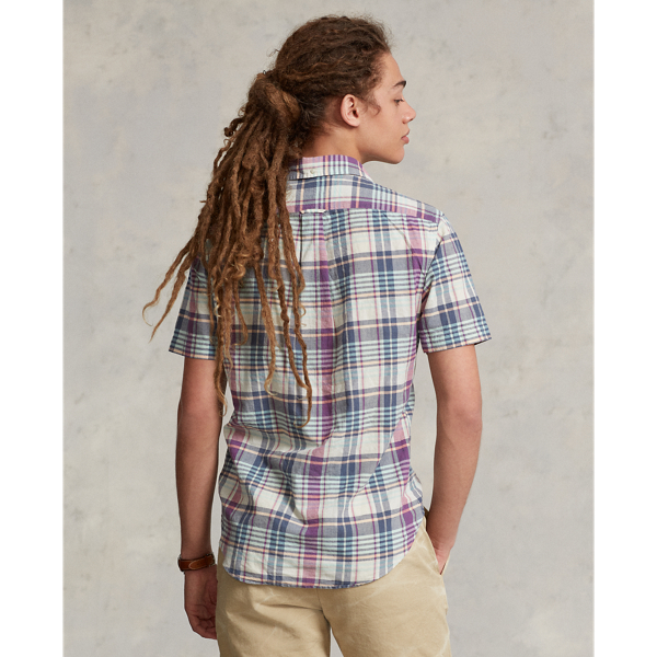 Cream/Navy Multi Classic Fit Madras Popover Shirt Polo Ralph Lauren 5