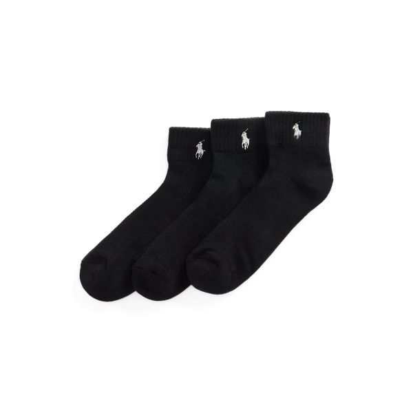 Black Half-Cushioned Sport Ankle Sock 3-Pack Polo Ralph Lauren 1