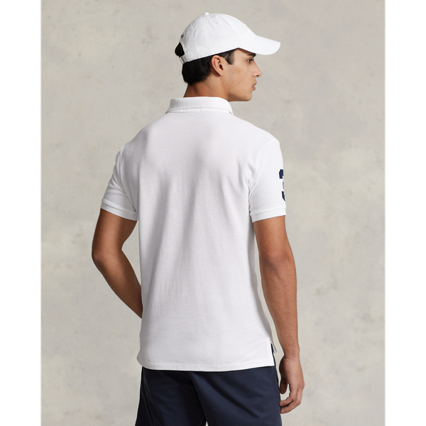 White Custom Slim Fit Mesh Polo Shirt Polo Ralph Lauren 5