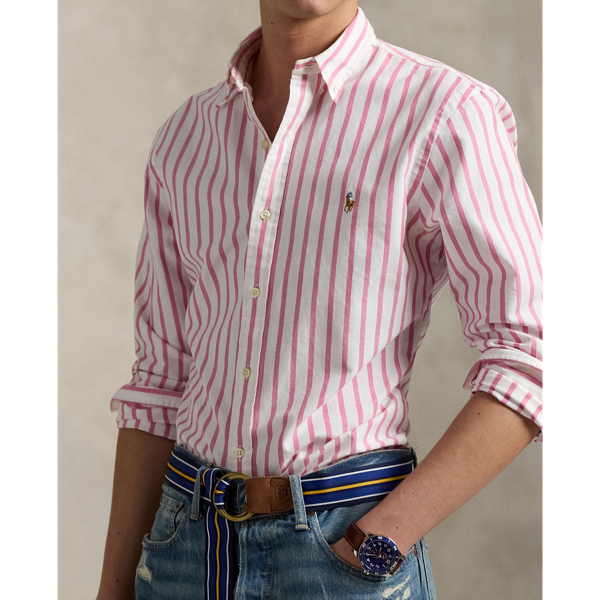 Ralph lauren pink and white striped shirt online