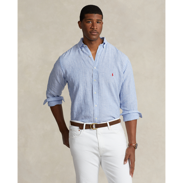 Ralph lauren white and blue striped shirt on sale