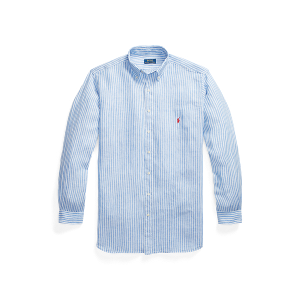 Gestreiftes Leinenhemd Big & Tall in Blau/Wei&szlig; 2