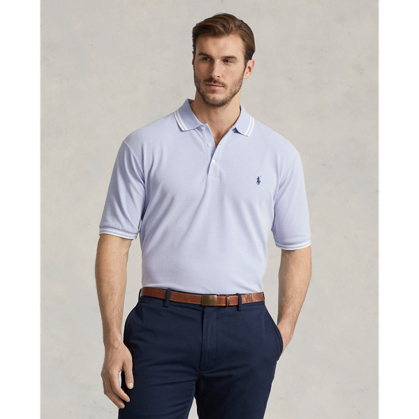 Lafayette Blue/White Stretch Mesh Polo Shirt Big & Tall 1