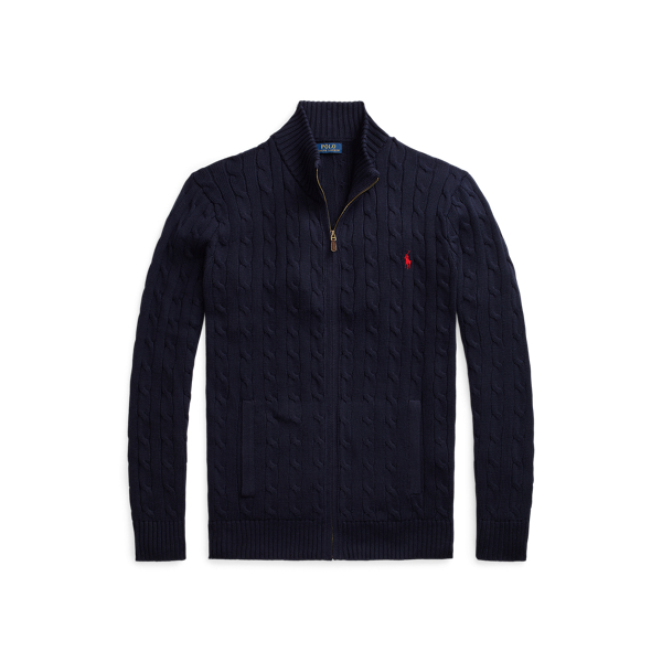 Camisola de malha tran&ccedil;ada com fecho