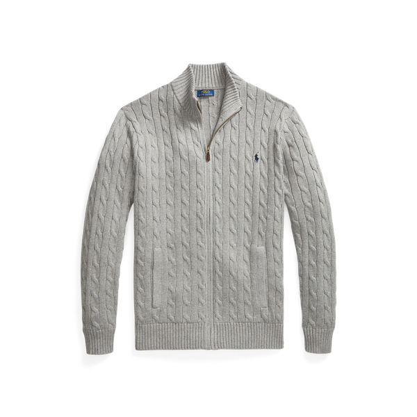 Cable-Knit Cotton Full-Zip Jumper Big & Tall 1