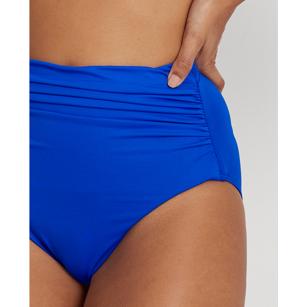 Royal Blue High-Waisted Shirred Bikini Bottom Lauren 5