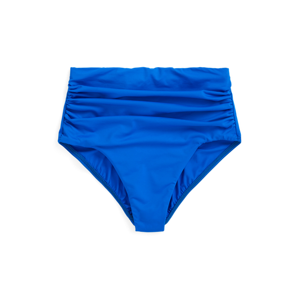 Royal Blue High-Waisted Shirred Bikini Bottom Lauren 2