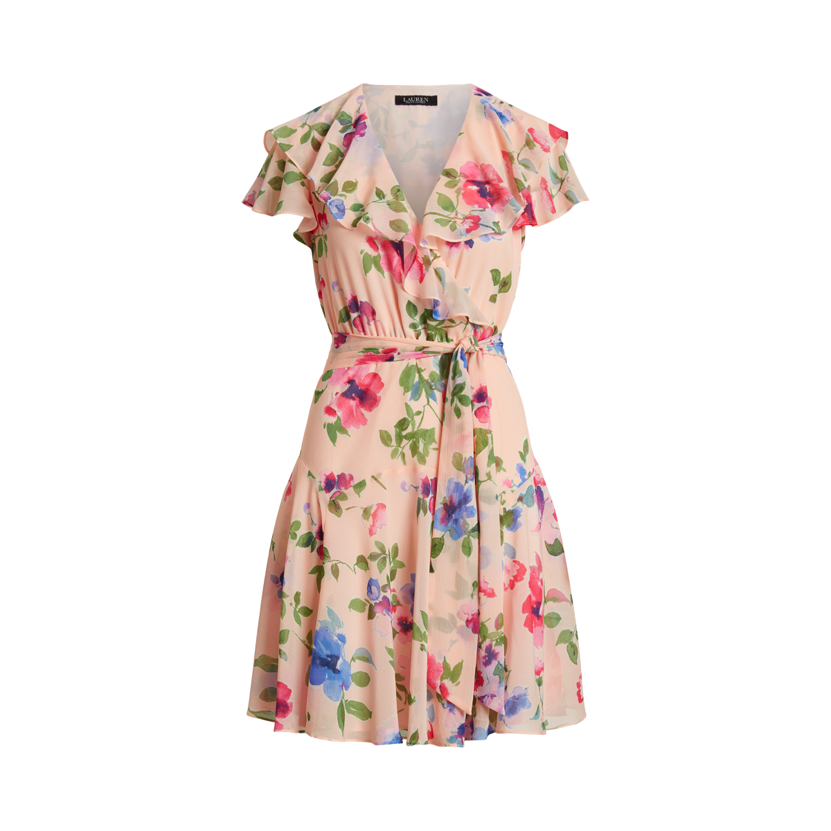 Floral Belted Crinkle Georgette Dress | Ralph Lauren