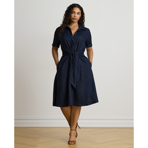 Tie-Front Linen Shirtdress