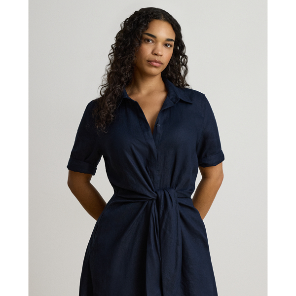 Tie-Front Linen Shirtdress
