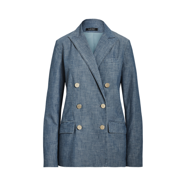 Double-breasted chambray blazer Lauren Petite in 1