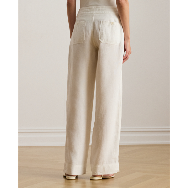 Leinenhose mit weitem Bein Lauren Petite in Weiß 5