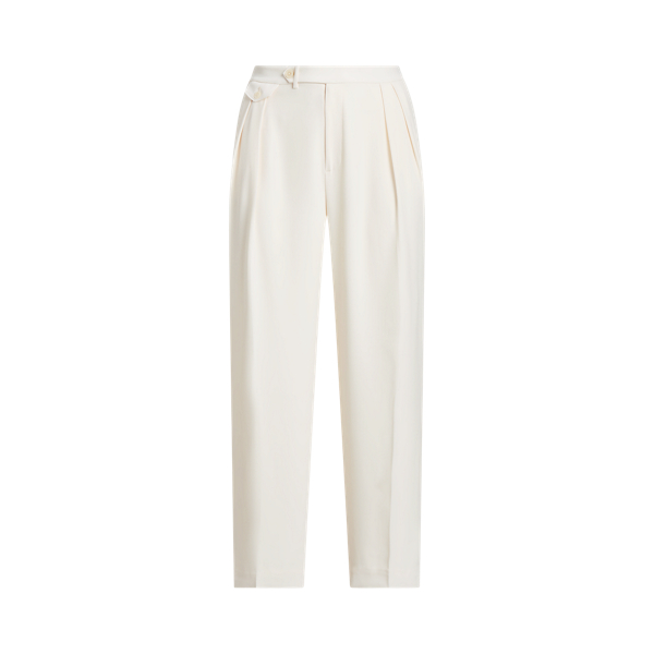 Pleated Georgette Wide-Leg Trouser Lauren Woman 1