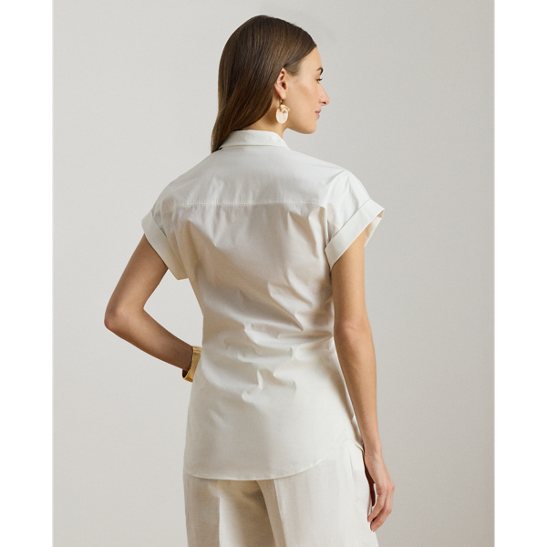 Chemise manches courtes coton torsad&eacute; Lauren en Blanc 5