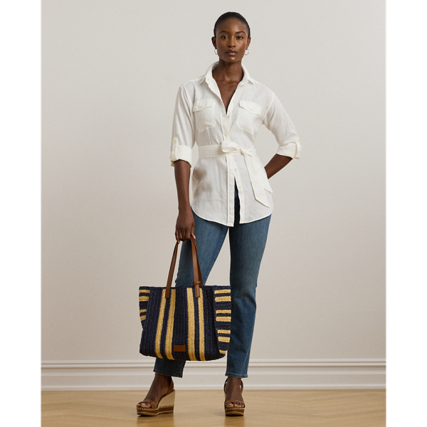 Relaxed Fit Belted Linen Shirt