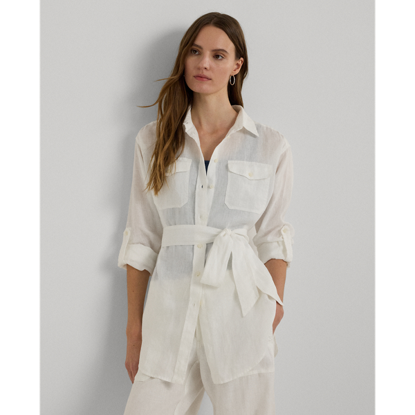 Relaxed Fit Belted Linen Shirt