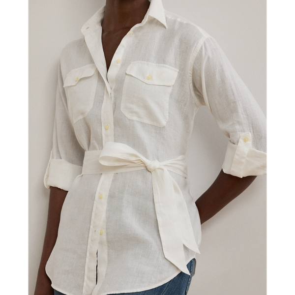 Relaxed Fit Belted Linen Shirt