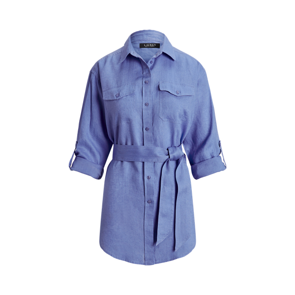 Relaxed Fit Belted Linen Shirt Lauren Petite 1