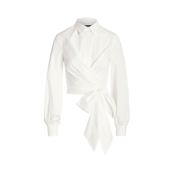 Tie-Front Broadcloth Cropped Shirt Lauren Petite 1