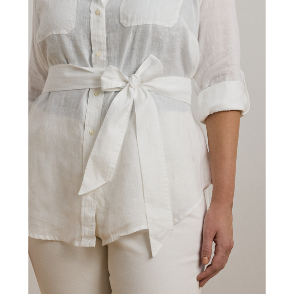 Relaxed Fit Belted Linen Shirt