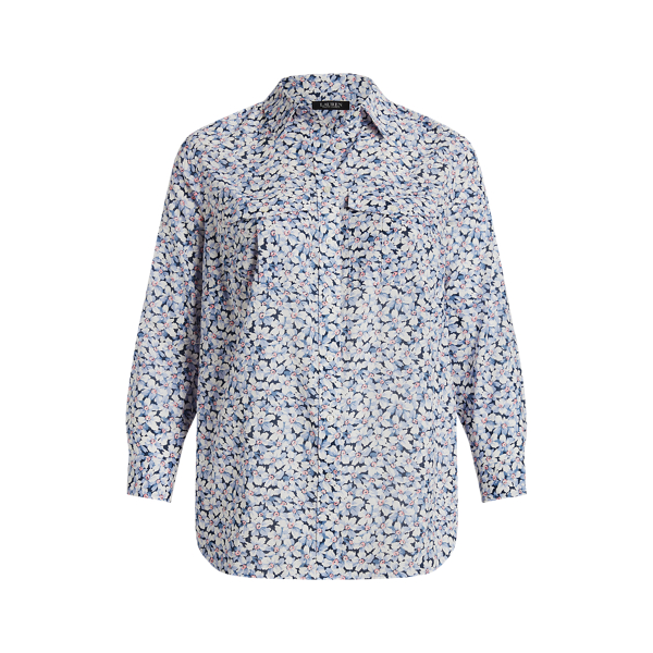 Camisa de voile de algod&atilde;o floral Lauren Woman em 1