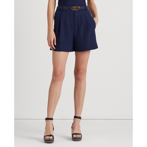 Refined Navy Pleated Georgette Short Lauren Petite 4