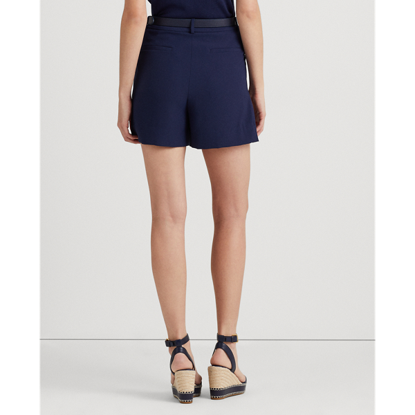 Refined Navy Pleated Georgette Short Lauren Petite 5