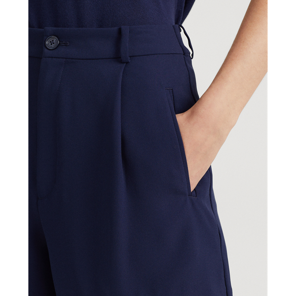 Refined Navy Pleated Georgette Short Lauren Petite 6