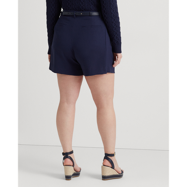 Refined Navy Pleated Georgette Short Lauren Woman 5
