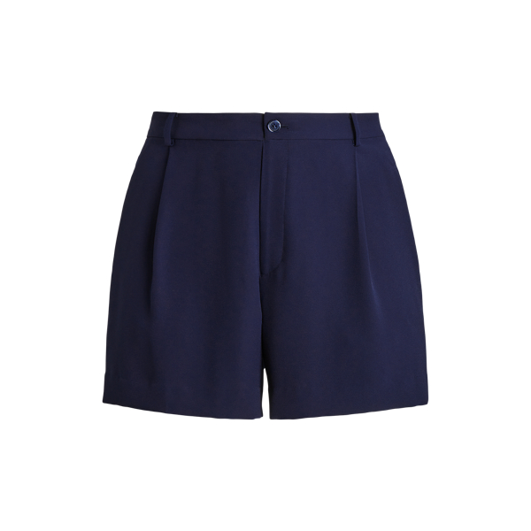 Refined Navy Pleated Georgette Short Lauren Woman 2